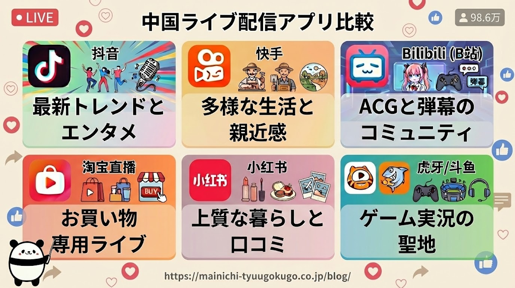 中国のライブ配信が見られる主要アプリ・サイト一覧