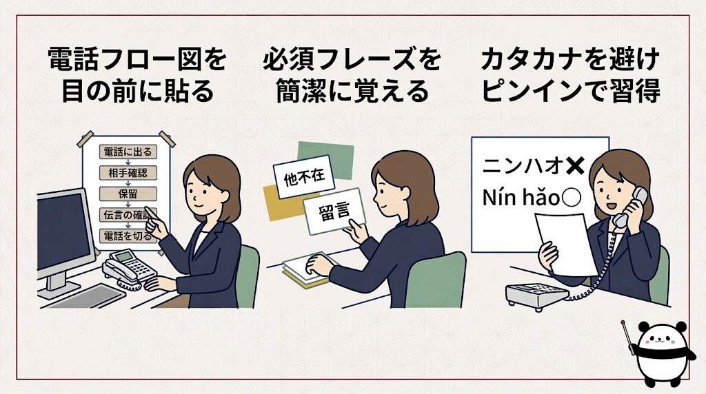 電話対応に特化した3ステップ学習法