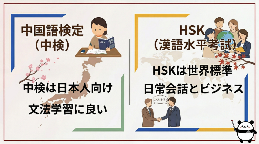 初級から目指しやすい中国語2大試験比較